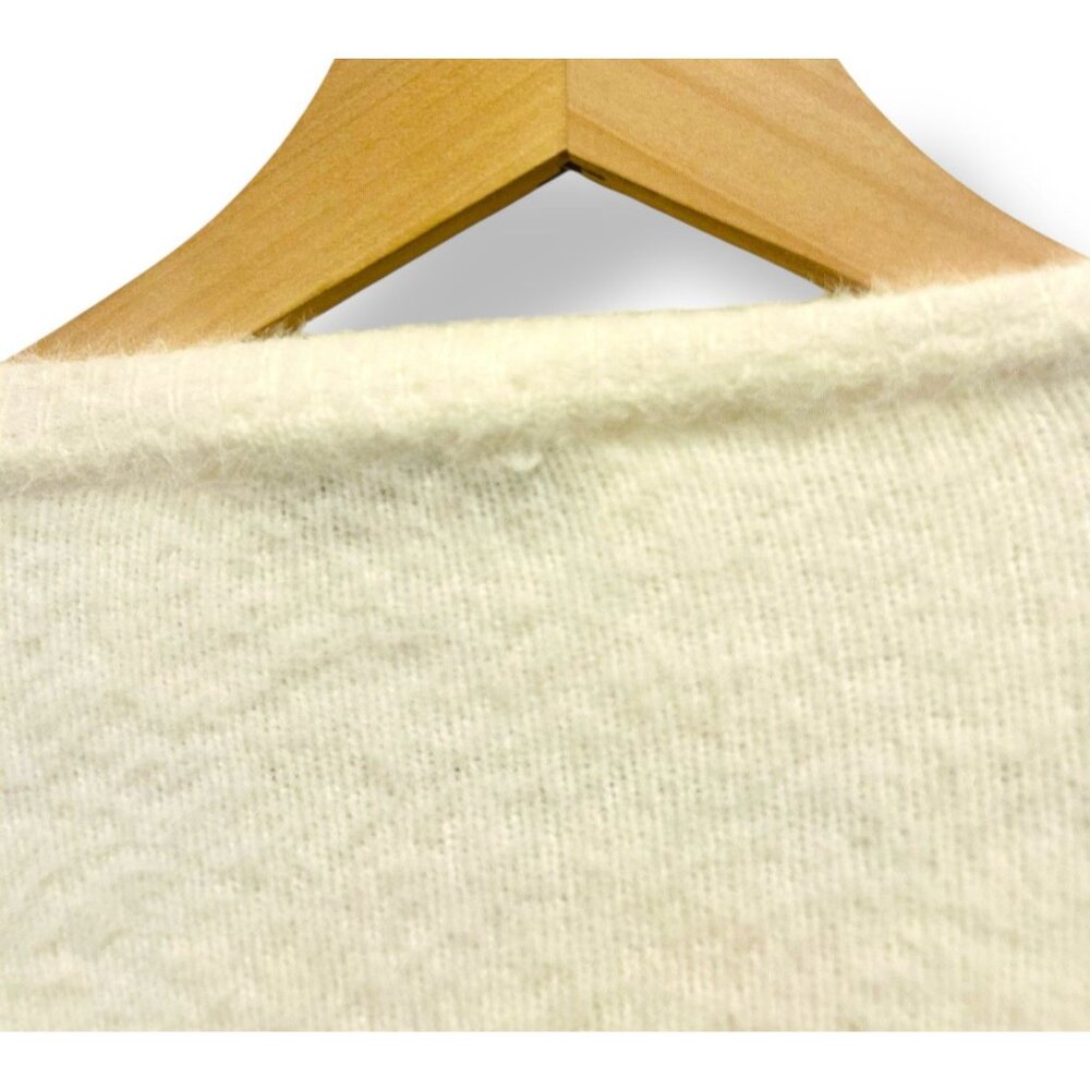 Nanette‎ Lepore Chain Trim Eyelash Cardigan Sweater White Gold Buttons Sz Medium - Picture 9 of 12